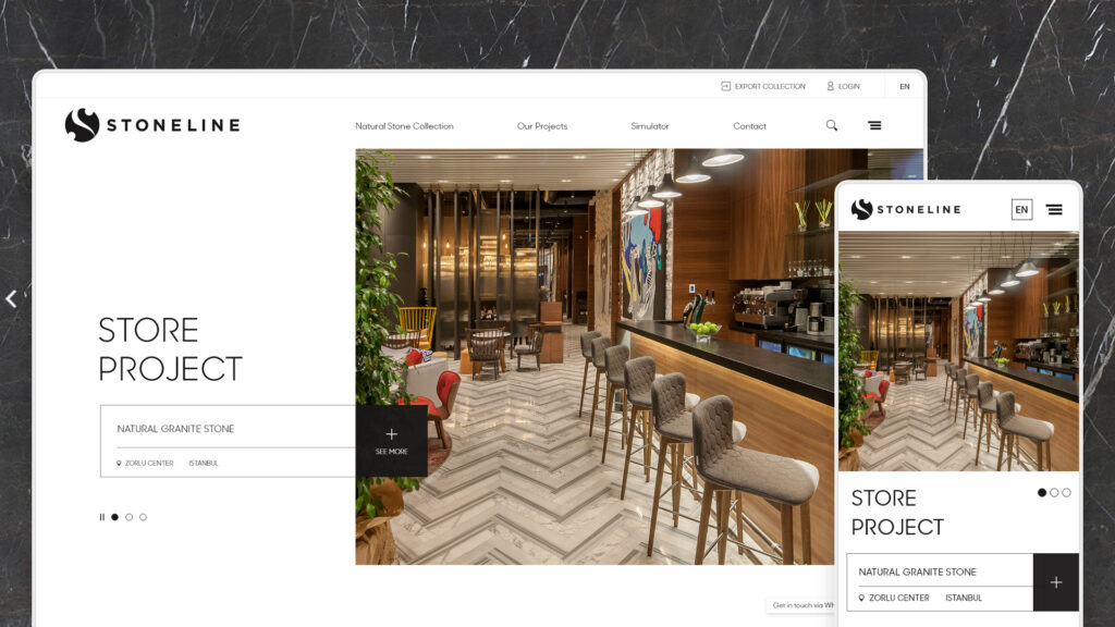Stoneline store project with natural granite stone.