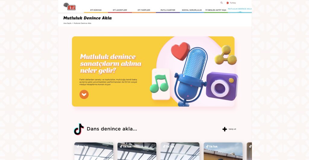 ETI happiness theme with microphone and camera icons.
